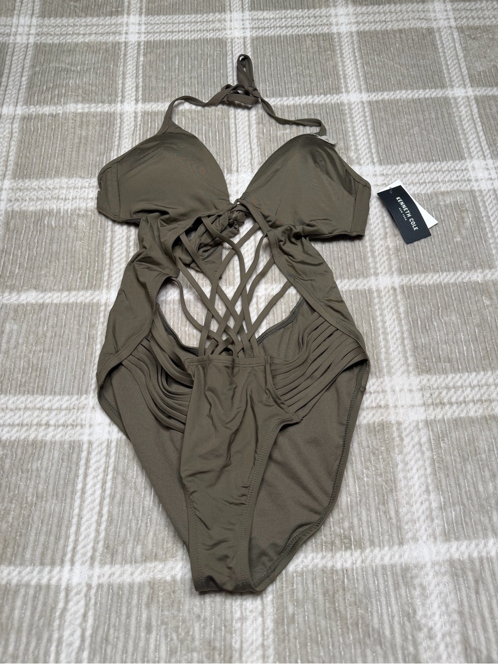 Kenneth Cole New York Olive Green One-Piece Swimsuit